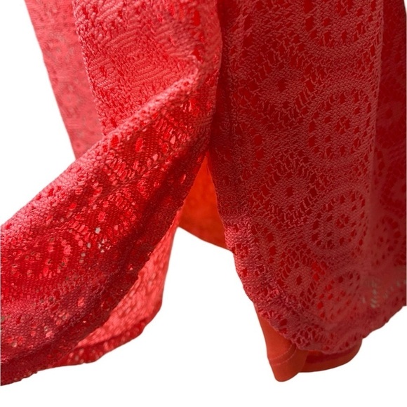 Allison Brittney Lace Pink/Peach Knee Length Geometric Design Dress Size Large - Picture 7 of 12